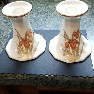 Candle Sticks 1 Pair Fine China Japan